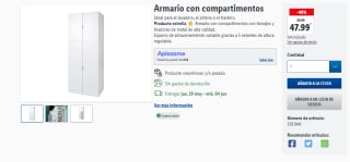 Armario con compartimentos con herrajes y tiradores de metal de alta calidad por 47,99€