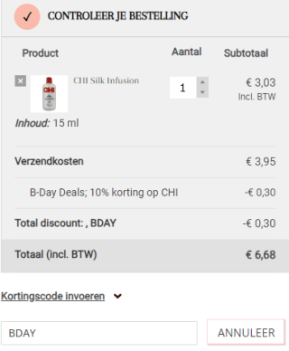 10% extra korting op alles van CHI bij John Beerens