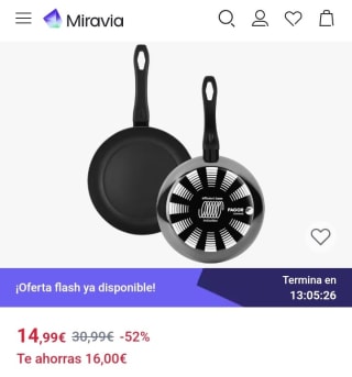 Pack de 2 sartenes 20+26cm Fagor Induthetm por 9,99€.