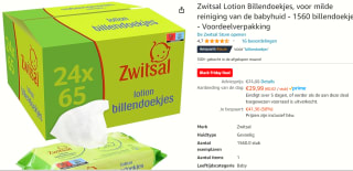 Zwitsal Lotion Billendoekjes Alcoholvrij - 1560 doekjes - Voordeelverpakking voor €29,99bij Amazon