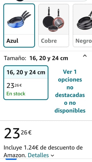 Pack de 3 Sartenes San Ignacio Blue Paradise 16,20 y 24cm por 23,26€.