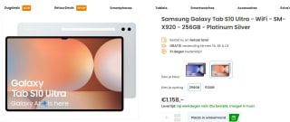 Samsung Galaxy Tab S10 Ultra, Wi-Fi, 256GB opslag Platinum voor €1.148 bij Phonemarket