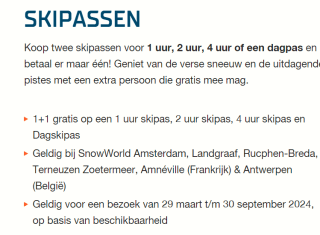1+1 gratis op een Snowworld entree