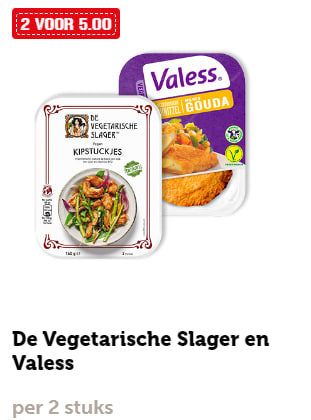 2 verpakkingen van De Vegetarische Slager en Vales voor €5 bij de Coop