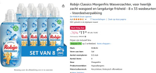 8x Robijn Classics Morgenfris wasverzachter 33 wasbeurten voor €11,88 bij Amazon