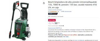 Bosch limpiadora de alta presión UniversalAquatak 135, 1900 W, presión: 135 bar, caudal máximo 410 l/h por 96.05€