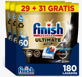 Pack Ahorro Finish Powerball ULTIMATE 180 pastillas + limpia maquinas 6 pastillas por 36,19€