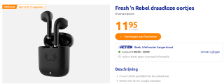 Fresh ’n Rebel draadloze oortjes voor €11,95 bij de Action