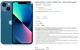 iPhone 13 Mini 256GB Reacondicionado a $11,805 en Amazon