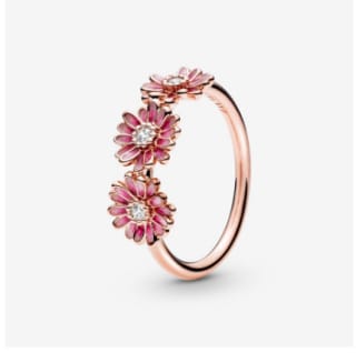 Bague trio de marguerites rose à 99€