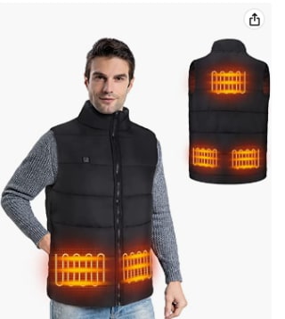 Chaqueta calefactable eléctrica con carga USB a 21,99€