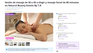 Sesión de masaje de 30 o 45 a elegir y masaje facial de 60 minutos en Natural Beauty Estetic By T.R