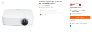 Proyector 600 Lúmenes ANSI DLP FullHD SmartTV LG PF50KS por 429.9€