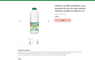 Leche Desnatada 2.2 L Central Lechera Asturiana por solo 1,46€