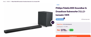Philips Fidelio B95 - Soundbar met Draadloze Subwoofer voor €379 bij iBOOD