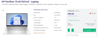 HP Pavilion 15-eh1321nd - Laptop voor €499 bij Azerty
