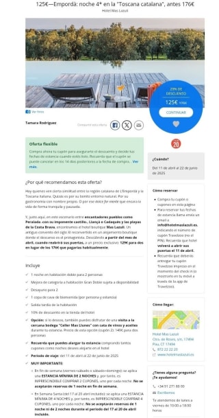 Perelada Convento por 125€ la noche para 2 personas.