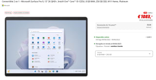 Ordenador Convertible 2 en 1 - Microsoft Surface Pro 9, 13" 2K QHD+, Intel® Evo™ Core™ i5-1235U, 8 GB RAM, 256 GB SSD, W11 Home por 1083€