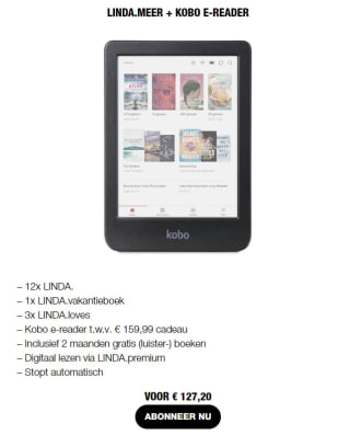 Gratis Kobo Clara Colour e-reader bij aankoop van een Linda jaarabonnement