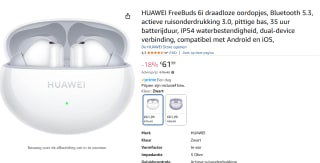 Huawei Freebuds 6i paars of wit voor €61,99 bij Amazon