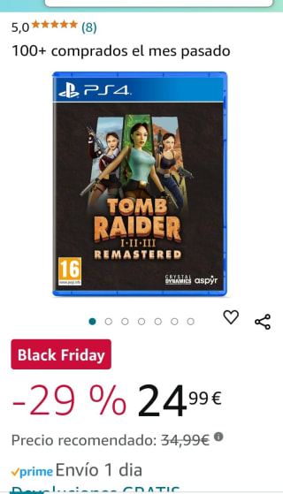 Tomb Raider 1-3 Remastered Starring Lara Croft PS4 por 24,99€.