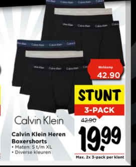 3-Pack Calvin Klein Heren Boxer Shorts voor €19,99 bij Vomar