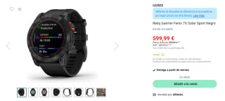 Reloj Garmin Fenix 7X Solar Sport por 599€