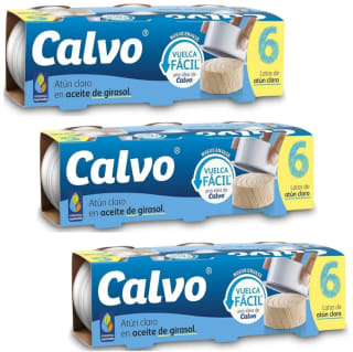 3 Calvo Atún Claro en Aceite de Girasol Pack 6 x 65g por 13,50€
