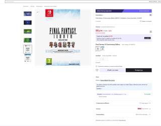 Final Fantasy I-VI Anniversary Edition [PAL ES] Nintendo Switch por 55,57€ (Nuevos usuarios por 45,57€)