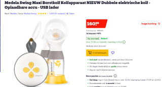Medela Swing Maxi dubbele elektrische borstkolf voor €160,99 bij Bol.com