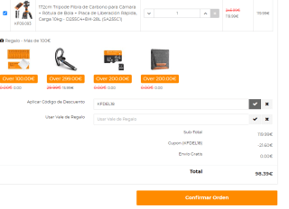 172cm Trípode Fibra de Carbono para Cámara + Rótula de Bola + Placa por 98.39€