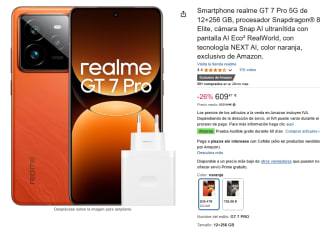 Realme GT 7 Pro 5G de 12GB/256GB por 609,47€