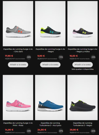 Rebajas hasta 75% + 10€ EXTRA Under Armour ropa y calzado desde solo 9,90€