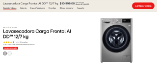 Lavasecadora LG Carga Frontal AI DD por $8,469 con cupón