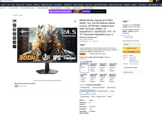 Monitor Gamings Minifire 24,5" 300 Hz 1 ms Full HD panel VA sincronización adaptativa HDR, Eye-Care HDMI 2.1 y DisplayPort 1.4,178° por solo 140€