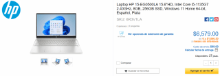 Laptop HP 15-EG0500LA 15.6" a $6,579 en CyberPuerta