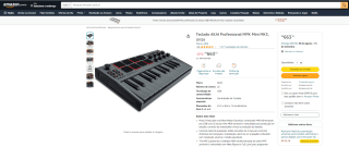 Teclado da AKAI, modelo Professional MPK Mini MK3 - R$ 663,10