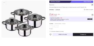 San Ignacio Batería de Cocina 8 Piezas Acero Inoxidable Apta para Inducción Colección Hita por 37.4€ (Cuenta Nueva 25.4€)