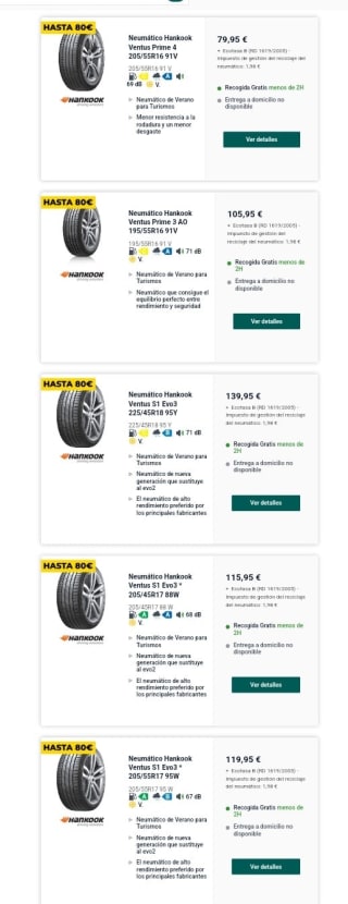 -80€ de Descuento directo con neumáticos Hankook.