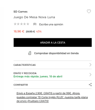 Juego SD Games de Mesa Nova Luna por 16,96€