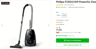 Philips Stofzuiger PowerGo vacuum cleane voor €71,20 bij Expert