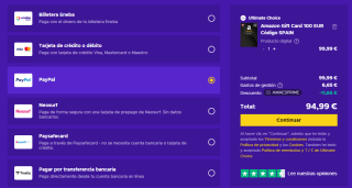 Tarjeta Amazon España de 100€ por tan solo 93,99€