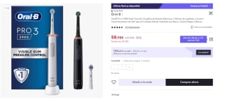Oral-B Pro 3 3900 Dual Cepillos De Dientes Eléctricos Pack Negro y Blanco por 43.98€