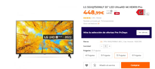 Television LG 55UQ75006LF 55" LED UltraHD 4K HDR10 Pro por 448.99€