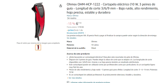 Cortapelo eléctrico marca Ohmex modelo OHM-HCP-1222 por sólo 6,71€