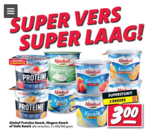 2 Bekers Almhof kwark voor €3 bij Vomar