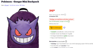 Pokémon - Novelty Mini Backpack - Gengar voor €34,99 bij Bol.com