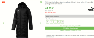 PUMA Liga Sideline Bench heren winterjas voor €44,99 bij Outlet46