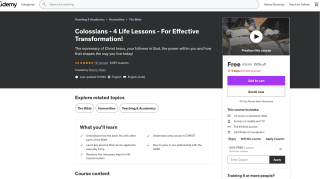Colosenses 4 lecciones de vida ¡Para una transformación efectiva! Gratis con Udemy