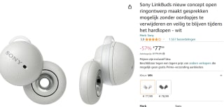 Sony LinkBuds - Draadloze oordopjes voor €77,99 bij Amazon
